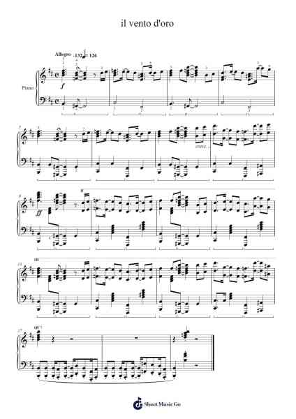 il vento d'oro Sheet Music by Yugo Kano-Arr.Hewgy Fowearl