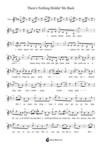 There's Nothing Holdin' Me Back Sheet Music by 오유빈-Arr.Clairenor Jouvic