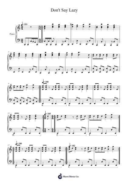 Don't Say Lazy 樂譜由 Shouko Oomori/Hiroyuki Maezawa - 編曲 Besquinn