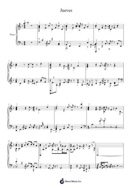 Jueves Sheet Music by La Oreja de Van Gogh-Arr.Gregan Forslome
