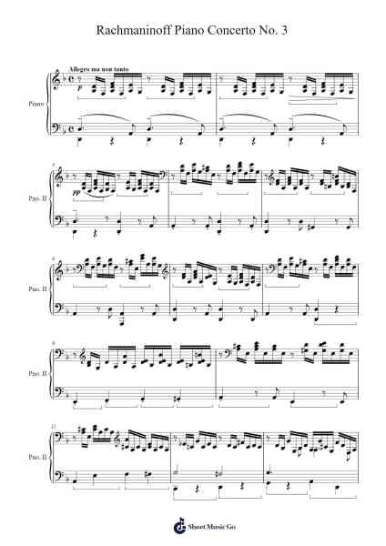 Piano Concerto No. 3 in D Minor, Op. 30 Notenblatt von Sergei Rachmaninoff-Arr.Roxantab Mushaw