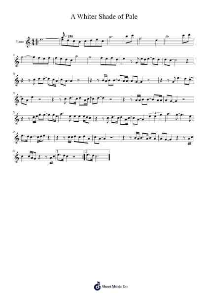 A Whiter Shade of Pale Sheet Music by Procol Harum-Arr.Warges Morestone