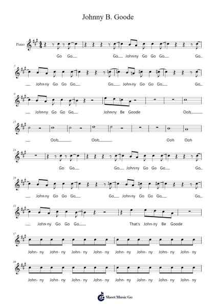 Johnny B. Goode Sheet Music by Chuck Berry-Arr.Everkeith Abters