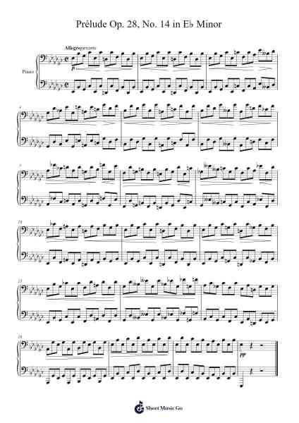 Prélude Op. 28, No. 14 in E♭ Minor Sheet Music by Frédéric François Chopin-Arr.Jeffhy Lionelmatt