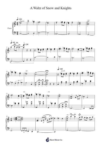 A Waltz of Snow and Knights Sheet Music by Antom-Arr.Bunjoan Payley