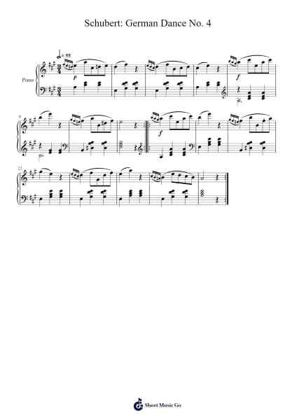 German Dance No. 4 in D Major, D. 420 Sheet Music by Franz Schubert-Arr.Mikejay Croftges