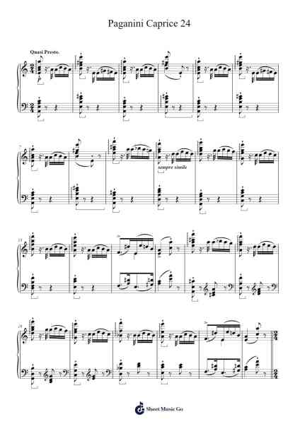 Caprice No. 24 in A Minor, Op. 1 Sheet Music by Franz Liszt-Arr.Stilhan Dalter