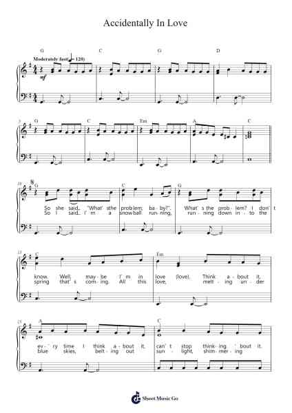 Accidentally In Love Sheet Music by Counting Crows-Arr.Bobright