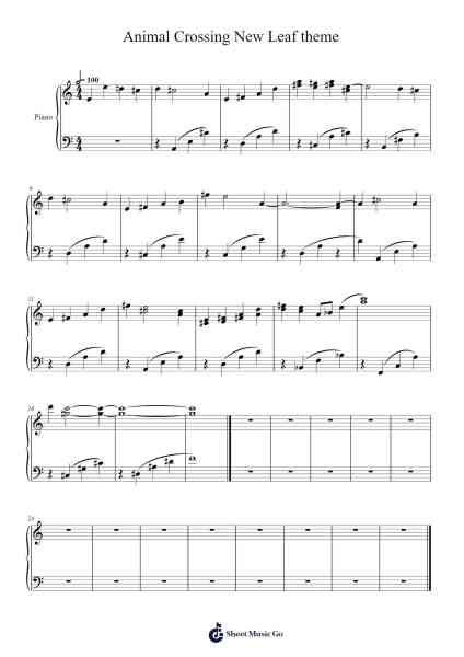 Animal Crossing New Leaf theme Sheet Music by undefined-Arr.Phillen Gillpont