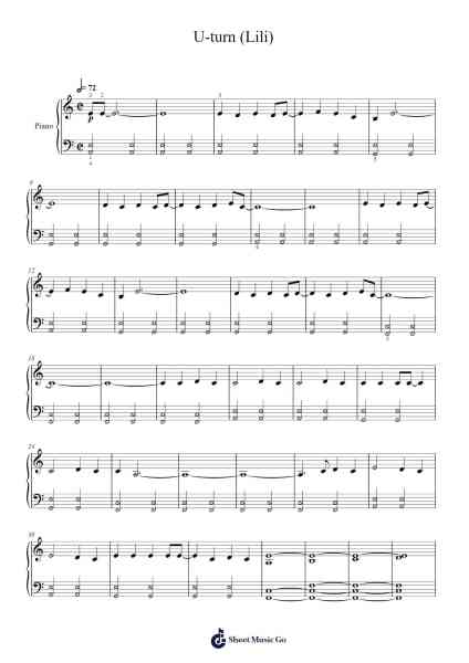 U-turn (Lili) Sheet Music by AaRON-Arr.Pulip