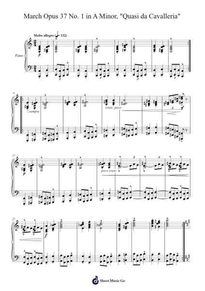 March Opus 37 No. 1 in A Minor, "Quasi da Cavalleria" Sheet Music by Charles-Valentin Alkan-Arr.Dwightharte Phijoyce