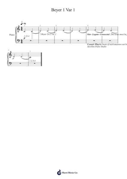 Beyer 1 Var 1 Sheet Music by F. Beyer-Arr.Bonnes Junemiah