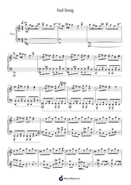 Sad Song Sheet Music by undefined-Arr.Paygill Noaho'neil