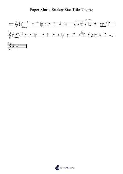 Paper Mario Sticker Star Title Theme Sheet Music by undefined-Arr.Jonric