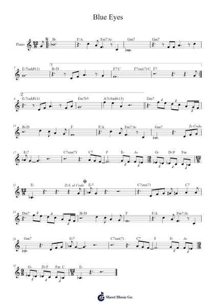 Blue Eyes Sheet Music by Elton John-Arr.Sibylmos Fordridge