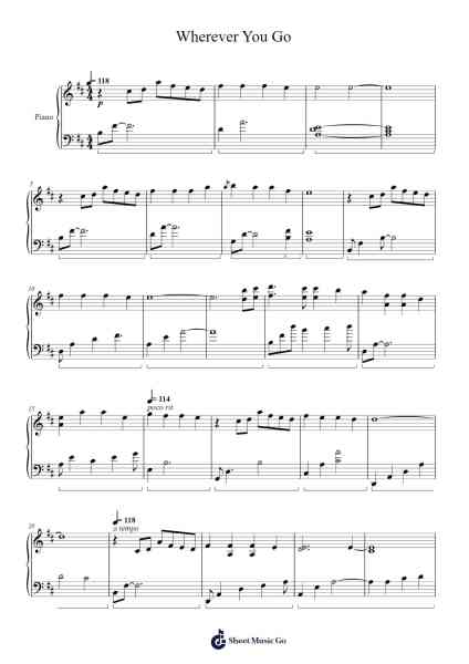 Wherever You Go Sheet Music by Harley Rain-Arr.Phillen Gillpont