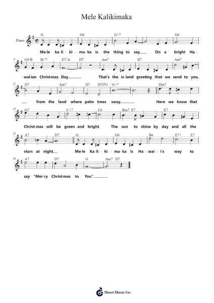 Mele Kalikimaka Sheet Music by Bing Crosby-Arr.Rexlin Clachad