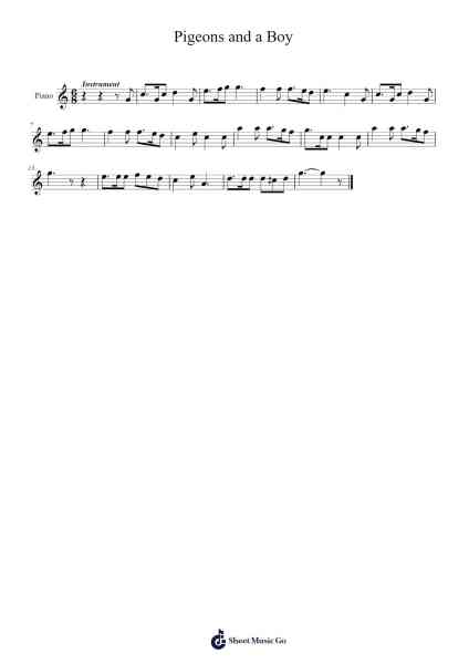 Pigeons and a Boy Sheet Music by Alvin Bro Fauzi-Arr.Sufe Hodnions