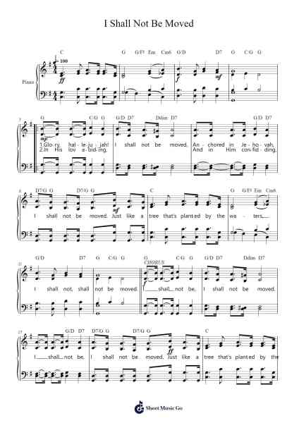 I Shall Not Be Moved Sheet Music by Traditional-Arr.Irsharp Bartrah