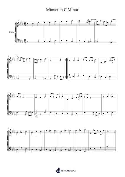 Minuet in C Minor Sheet Music by Johann Sebastian Bach-Arr.Saske