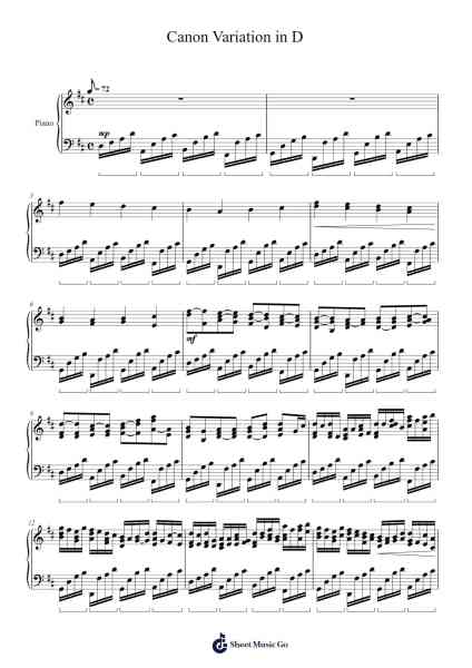 Canon in D Sheet Music by Johann Pachelbel-Arr.Taters Jonkyle