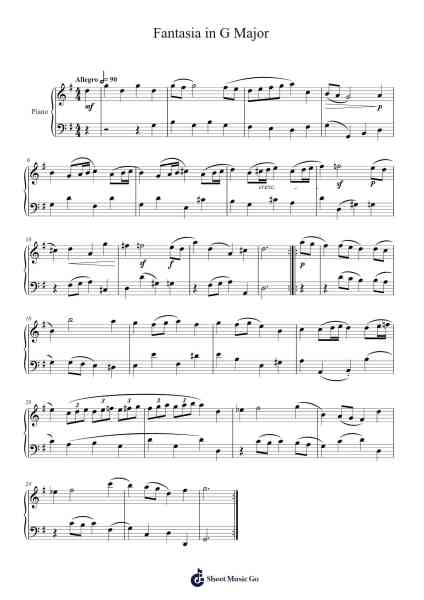 Fantasia in G Major Sheet Music by Georg Philipp Telemann-Arr.Poshua Xansweet