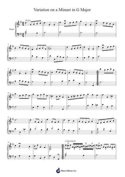 Variation on a Minuet in G Major Sheet Music by Henry Miller-Arr.Walshses