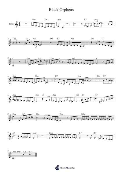 Black Orpheus Sheet Music by undefined-Arr.Joycelup