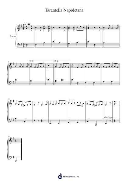 Tarantella Napoletana Sheet Music by Gilbert DeBenetti-Arr.Duttcash Cornie
