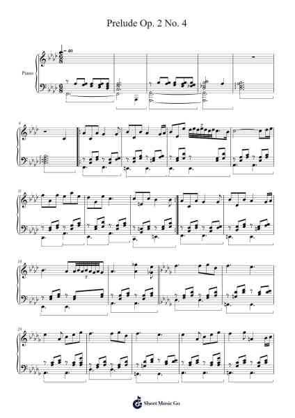 Prelude Op. 2 No. 4 Sheet Music by Sergei Rachmaninoff-Arr.Harjo