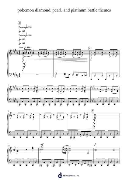 pokemon diamond, pearl, and platinum battle themes Sheet Music by Junichi Masuda-Arr.Hewkay Brewstience