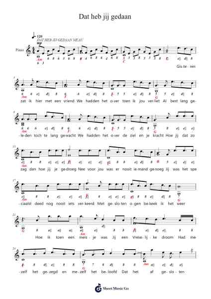 Dat heb jij gedaan Sheet Music by Meau-Arr.Heliet