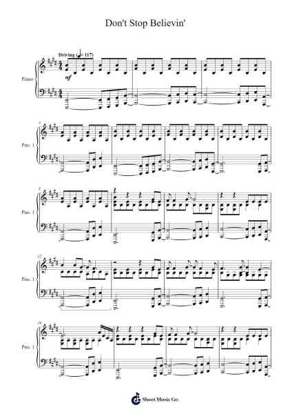 Don't Stop Believin' - Journey Sheet Music by Journey-Arr.Faitheten Finntham