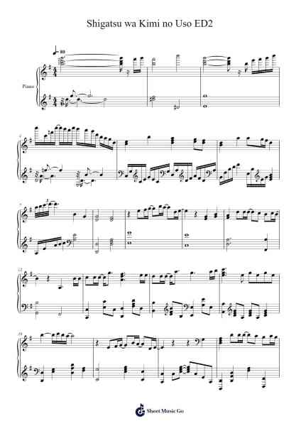Shigatsu wa Kimi no Uso ED2 Sheet Music by undefined-Arr.Evejob