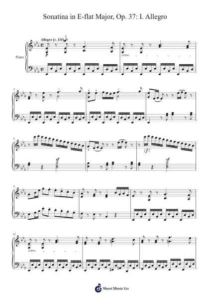 Sonatina in E-flat Major, Op. 37: I. Allegro Sheet Music by Jan Ladislav Dussek-Arr.Bobliot Bardpenn