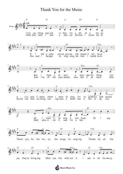Thank You for the Music Sheet Music by undefined-Arr.Gardi Clairero