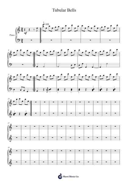 Tubular Bells Sheet Music by Mike Oldfield-Arr.Shirvien