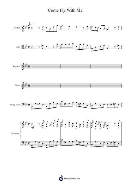 Come Fly With Me Sheet Music by Frank Sinatra-Arr.Bardtrid