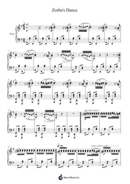Zorba's Dance Sheet Music by Mikis Theodorakis-Arr.Jonessibyl Midsopp