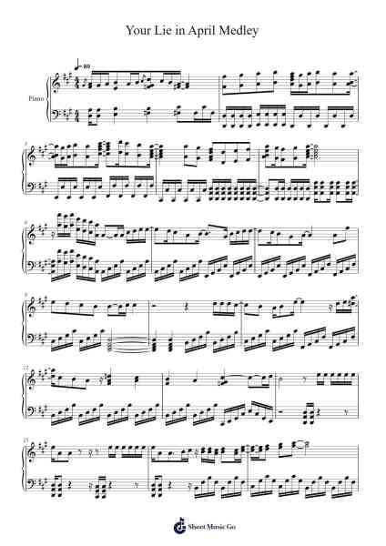 Your Lie in April Medley Sheet Music by Kaorisei-Arr.Grelitt Bachdrow