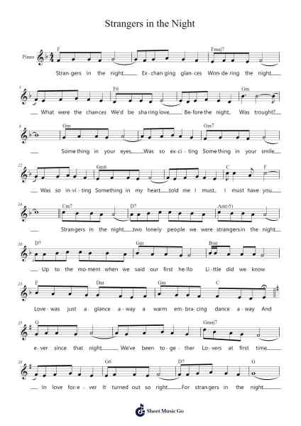 Strangers in the Night Sheet Music by Frank Sinatra-Arr.Penlith