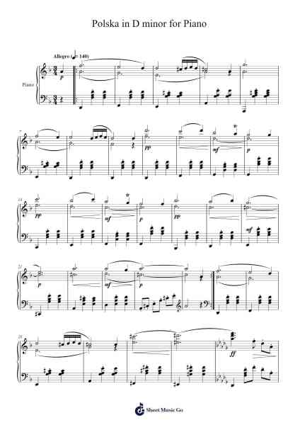 Polska in D minor for Piano Sheet Music by Emil Johansson-Arr.Joanbroad Tedrene