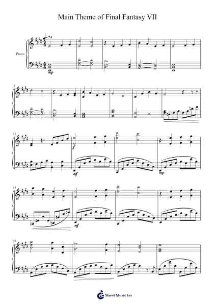 Main Theme of Final Fantasy VII - Piano version Sheet Music by undefined-Arr.Dolamb Strafay
