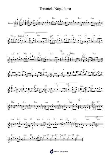 Tarantela Napolitana Sheet Music by undefined-Arr.Payyule