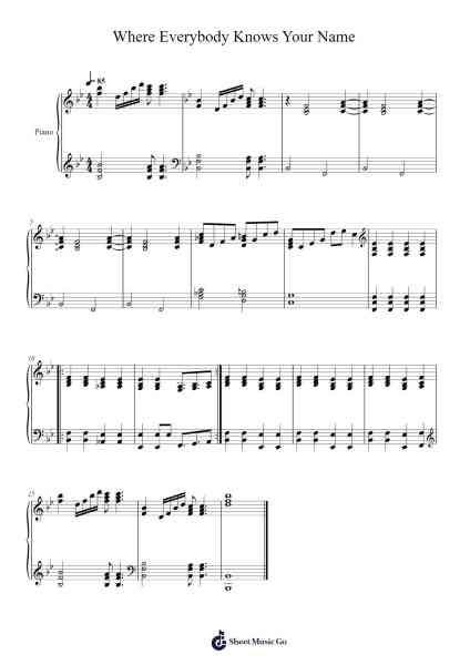 Where Everybody Knows Your Name Sheet Music by undefined-Arr.Yedle Adelo
