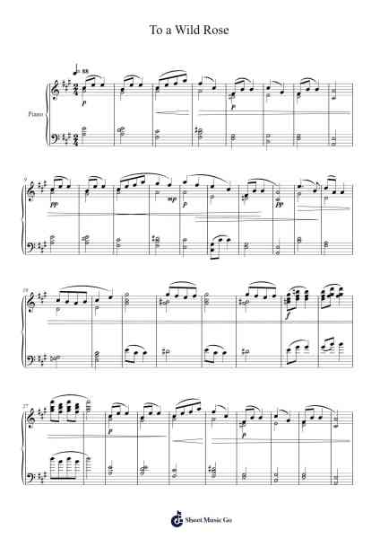 To a Wild Rose, Op. 51, No. 1 Sheet Music by Edward Mac Dowell-Arr.Bloorfunk Hanlaine