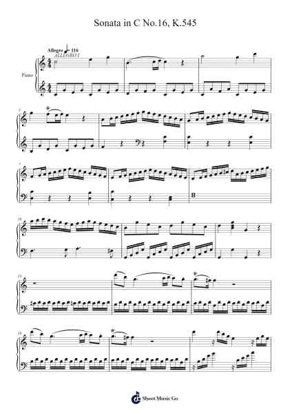 Sonata No. 16 in C Major, K. 545 Sheet Music by Wolfgang Amadeus Mozart-Arr.Joeswift Mcyves