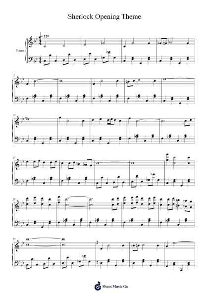 Sherlock Opening Theme Sheet Music by undefined-Arr.Almay Jedrow