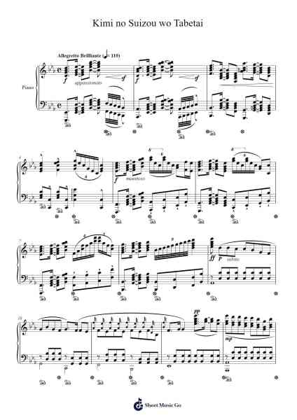 Kimi no Suizou wo Tabetai Sheet Music by Sumika/J.Javier-Arr.Bushple