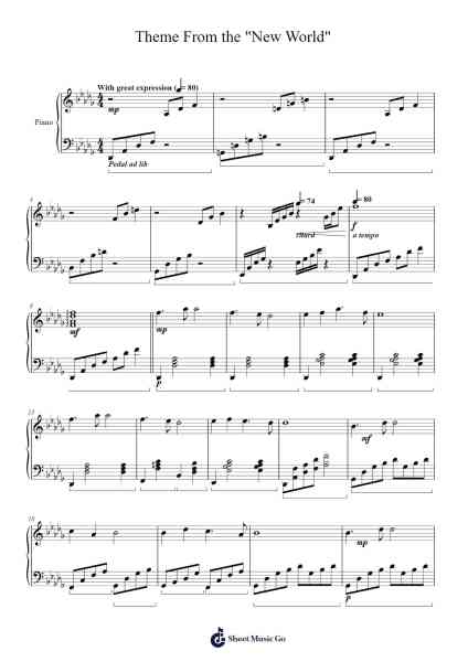 Theme From the "New World" Sheet Music by Antonín Dvořák-Arr.Francestiane